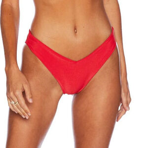 Beach Riot Vanessa Red Ribbed Cheeky Bikini Bottoms Size Small